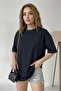 Women's 5-Pack 100% Cotton Soft Textured Oversized Loose Fit Short Sleeve Black Basic T-Shirt - 4