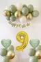 Adaçayı Concept 9Th Birthday Set; Mold Green-Chrome Gold-Sea Sand and Sage Heart Foil Balloon - 2