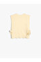 Knitted Sweater Sleeveless with Tie Sides and Crew Neck - 2