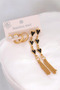 Stainless Steel 3-Piece Earring Set with Gold Stone Studs, Hoop Earrings and Black Heart Chain Pendant