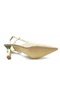 Mehtap Wrinkled Open Back Stiletto Women's Heeled Shoes Gold - 5