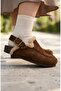 ®   Premium Series Alba Taba Fur-Trimmed Genuine Leather Soft Footbed Closed Front Sandals Slipper - 4