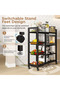 4-Tier Kitchen Storage and Organization Rack (Black) with Wheels and Basktes,for kitchen or baloncy - 5