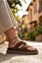 ®   Paula Genuine Leather Tan With Scarf High Sole Slipper - 5