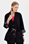 Women's Tie Waist 100% Cotton Jacket Black - 3