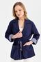 Women's Tie Waist 100% Cotton Jacket Navy Blue