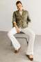 Women's Tied Waist 100% Cotton Jacket Khaki