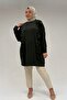 58074 Large Size Ruffle and Stone Detailed Combed Cotton Tunic - Khaki - 7