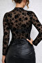 Flog Print Tulle Blouse for Women - 6
