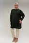 58074 Large Size Ruffle and Stone Detailed Combed Cotton Tunic - Khaki - 2
