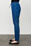 Women's Lace-Up Elastic Waist Jean Trousers Blue - 7