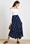 Plaid Patterned Flared Thin Fabric Skirt Dark Blue 7074 - 3