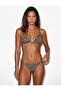 Leopard Patterned Bikini Bottom with Drawstring and Accessory Detail on the Sides