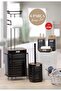 Black Wooden Patterned Luna Square Spare Wc Paper Holder and 6 Piece Bathroom Set - 2