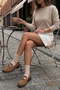 Women's Loafer Moccasin Buckle Casual Shoes Vilyum Tan Suede - 3