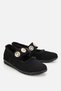 Women's Black Fur Buckle Mary Jane Ballerinas - 2