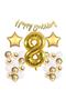Gold Concept 8Th Birthday Celebration Set; White Gold Confetti Balloon, Number Star Foil and Banner - 2