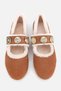 Women's Tan Fur Buckle Mary Jane Ballerinas - 5