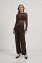 Mock Neck Lace blouse coffee - 2