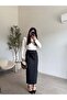 Black Slit Bow Pencil Skirt