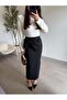 Black Slit Bow Pencil Skirt - 2