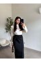 Black Slit Bow Pencil Skirt - 5