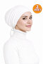 2 Pieces of White Combed Cotton Bonnets with Cotton Stitched Fronts |   Stretchy Comfortable Daily Use Hijab Undergarment - 3