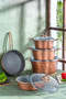 9Pcs Cookware set Copper series Platinum C-1020, Granite Non-Stick, Induction, Made in Turkey.