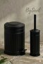 Vintage 2-Piece Black Trash Can Waste Bin Bathroom Set Striped Model 5 Liters and Toilet Brush Set