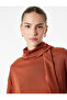 Modal Fabric Short Sleeve Scarf Collar Detail T-Shirt - 3