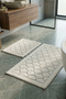 Dante Cotton Ecru Set of 2 Bathroom Rug Washable, Non-Slip Base Tpmk
