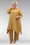 67044 Plus Size Asymmetrical Cut Pants Muslin Set - Biscuit