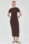 Bitter Coffee Short Sleeve Corded Fabric Tight Dress 8131A - 3