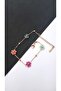 Gold Steel Bracelet with Colorful Flower Figures - 4