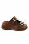 Genuine Leather Brown High Sole Women's Shoes Slipper - Rgn01