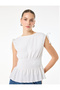 Bürümcük Fabric Gipeli Boat Neck Bow Detailed Waist Accent Sleeveless Blouse - 4