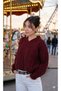 Una Fiaba Women's V-Neck Soft Textured Hair Knit Sweater