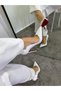 White Patent Leather Red 12 cm Classic Heeled Stiletto Shoes - 4