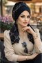 Black Brand Pattern Scarf Bonnet - 2
