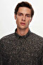 Slim Fit Khaki Printed Shirt - 3