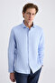 Ds Damat Slim Fit Blue Dobby Tencel ™   Linen Blend Shirt - 4