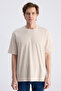 Ds Damat Regular Fit Beige Striped Cotton T-Shirt