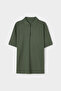 Ds Damat Regular Fit Green Pique Textured 100% Cotton T-Shirt - 5