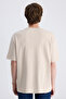 Ds Damat Regular Fit Beige Striped Cotton T-Shirt - 3