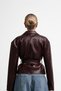 New Season Double-Breasted Belted Buttoned Leather Jacket - 6