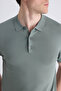 Ds Damat Slim Fit Dark Moss Plain Knit Summer Rayon Knitwear T-Shirt - 2