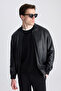 Slim Fit Black Plain Coat