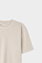 Ds Damat Regular Fit Beige Striped Cotton T-Shirt - 6