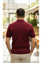 Non-Sweating Burgundy Knit Polo Neck T-shirt - 3