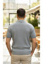 Sweat-Proof Polo Collar Gray Knitwear T-Shirt - 3